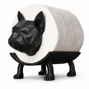 Uchwyt na papier toaletowy buldog czarny stojak 3D