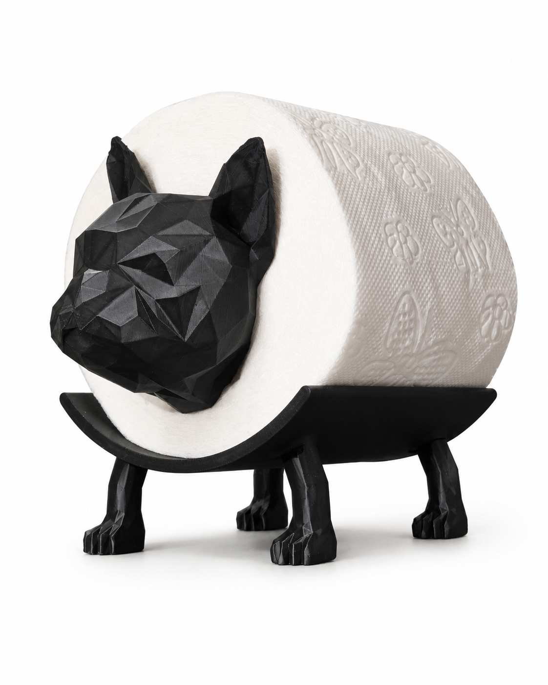 Uchwyt na papier toaletowy buldog czarny stojak 3D
